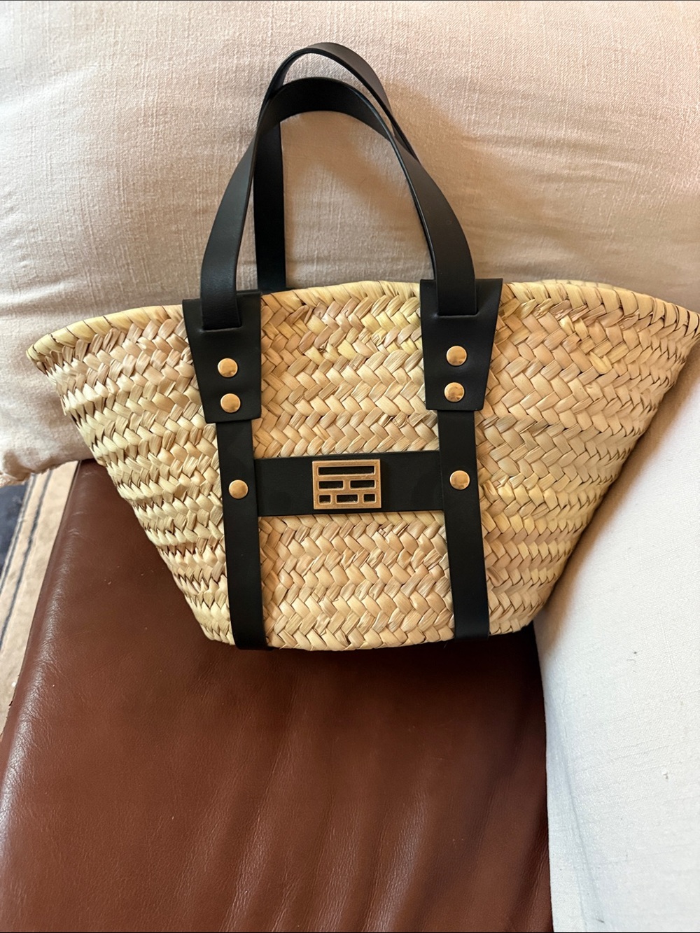 FRAME mini straw tote